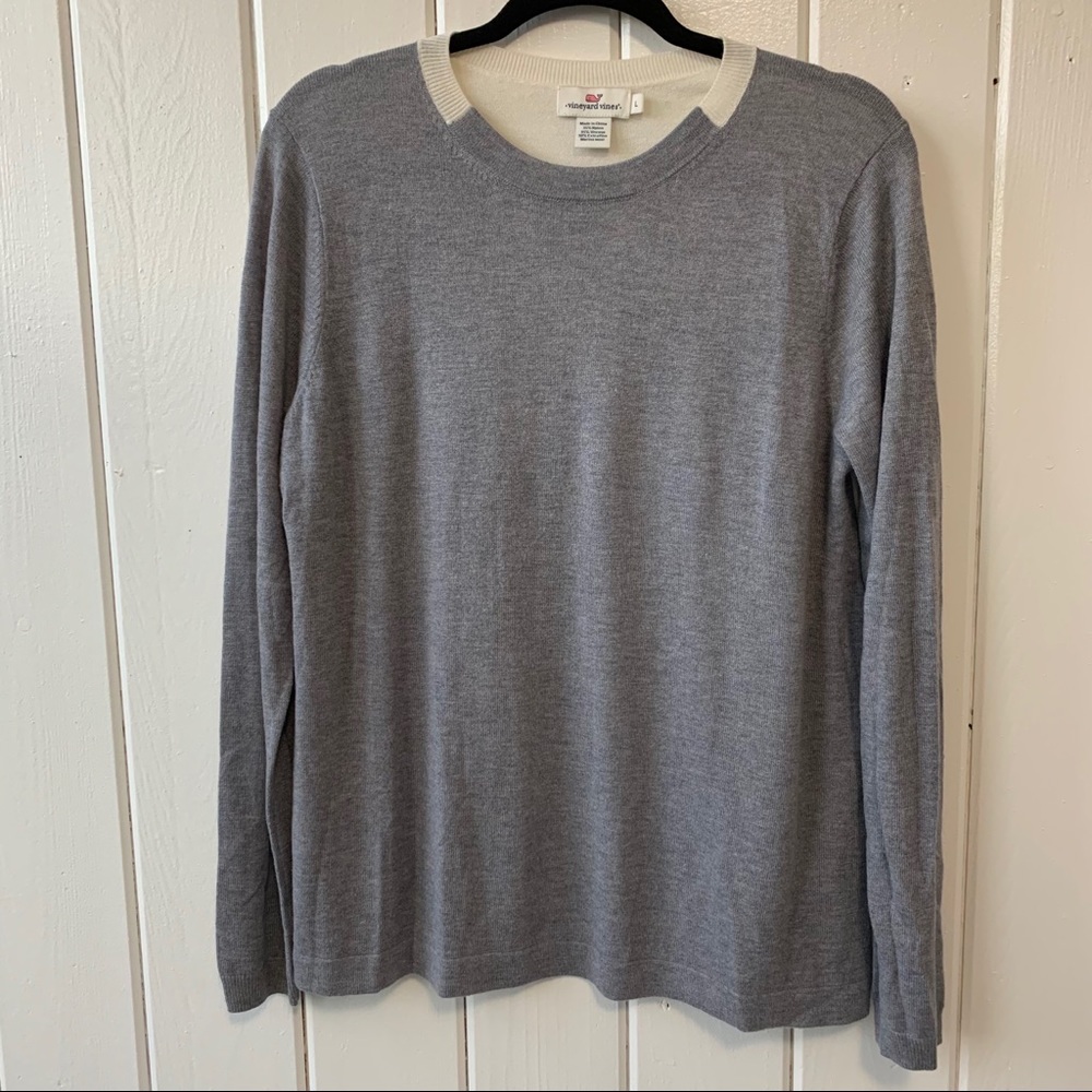 Vineyard Vines Pullover Sweater Gray and White - Picture 1 of 5